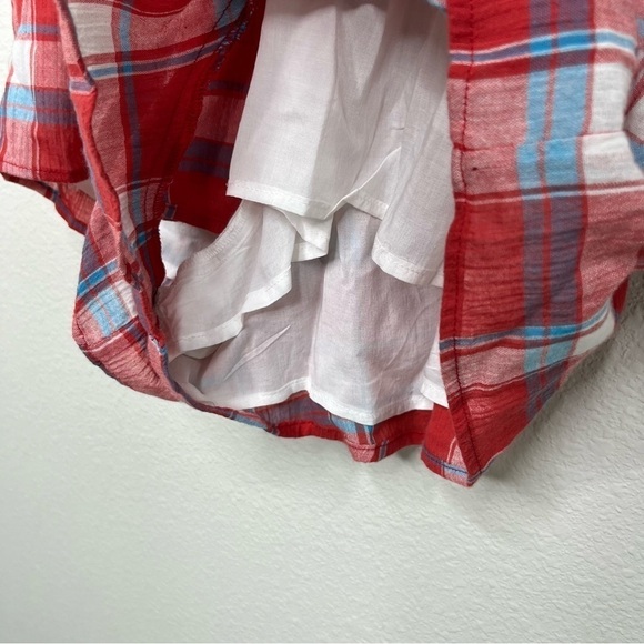 Blue Life Hope Romper 100% Cotton Low Back Gingham Red Blue Size Medium NWT - Picture 12 of 16